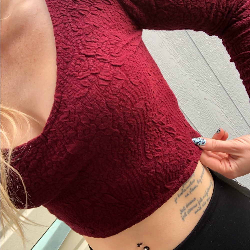 Bundle of crop tops Forever21 burgundy striped S - Picture 6 of 8